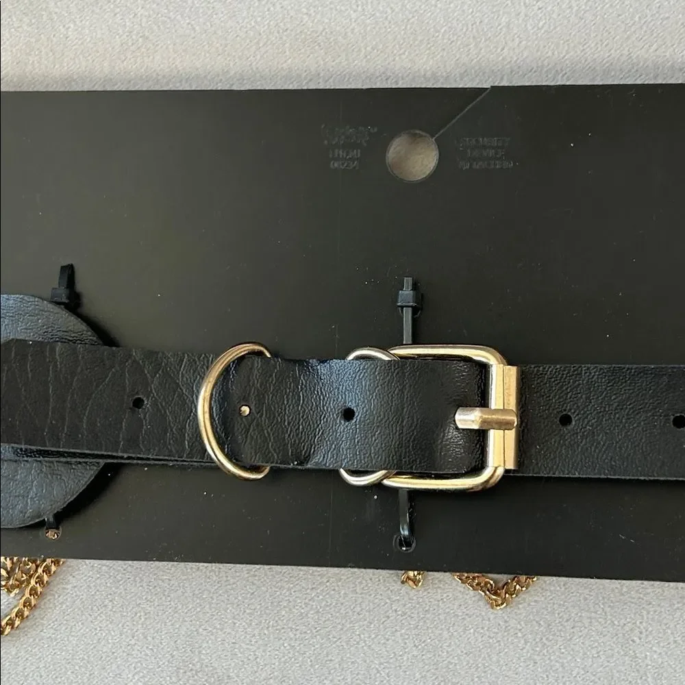 BodyRage Leather And Gold Choker Necklace